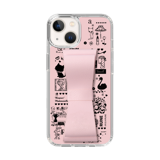 Slim Protection Case - STAND & RING RIBBON Sakura Pink［ Rune Naito - RUNE Girl Retro & Modern - Pink ］