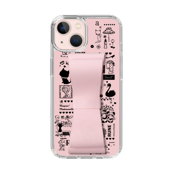 Slim Protection Case - STAND & RING RIBBON Sakura Pink［ Rune Naito - RUNE Girl Retro & Modern - Pink ］
