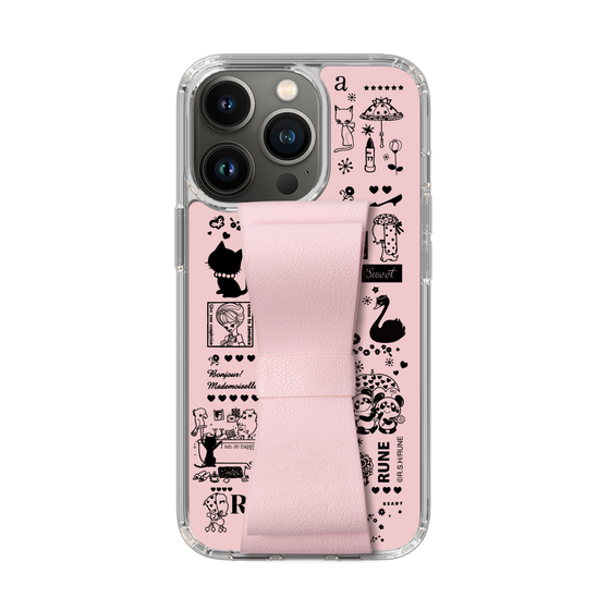 Slim Protection Case - STAND & RING RIBBON Sakura Pink［ Rune Naito - RUNE Girl Retro & Modern - Pink ］