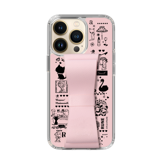 Slim Protection Case - STAND & RING RIBBON Sakura Pink［ Rune Naito - RUNE Girl Retro & Modern - Pink ］