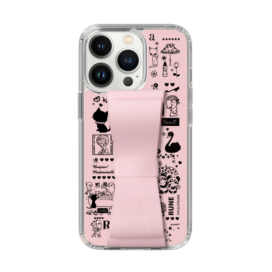 Slim Protection Case - STAND & RING RIBBON Sakura Pink［ Rune Naito - RUNE Girl Retro & Modern - Pink ］