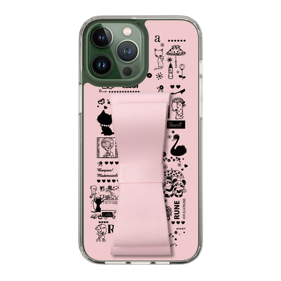Slim Protection Case - STAND & RING RIBBON Sakura Pink［ Rune Naito - RUNE Girl Retro & Modern - Pink ］
