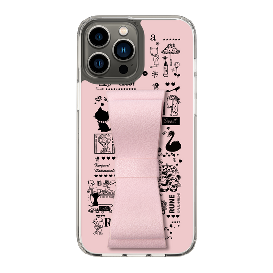 Slim Protection Case - STAND & RING RIBBON Sakura Pink［ Rune Naito - RUNE Girl Retro & Modern - Pink ］