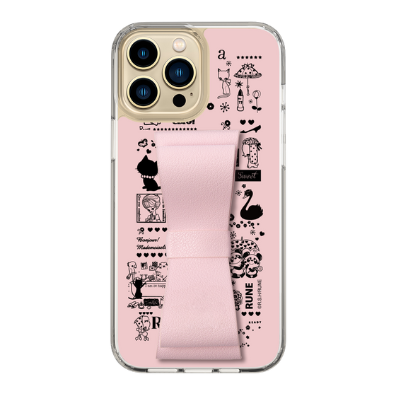 Slim Protection Case - STAND & RING RIBBON Sakura Pink［ Rune Naito - RUNE Girl Retro & Modern - Pink ］