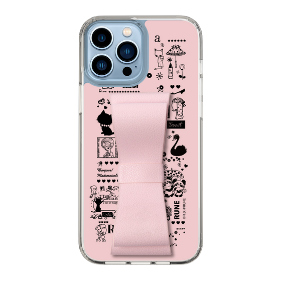 Slim Protection Case - STAND & RING RIBBON Sakura Pink［ Rune Naito - RUNE Girl Retro & Modern - Pink ］