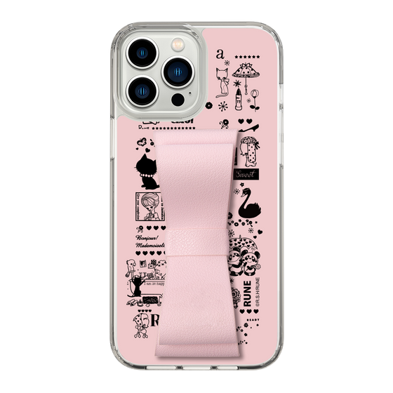 Slim Protection Case - STAND & RING RIBBON Sakura Pink［ Rune Naito - RUNE Girl Retro & Modern - Pink ］