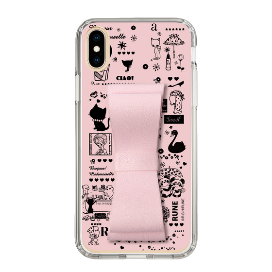 Slim Protection Case - STAND & RING RIBBON Sakura Pink［ Rune Naito - RUNE Girl Retro & Modern - Pink ］