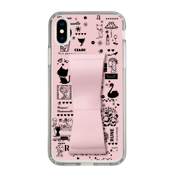 Slim Protection Case - STAND & RING RIBBON Sakura Pink［ Rune Naito - RUNE Girl Retro & Modern - Pink ］
