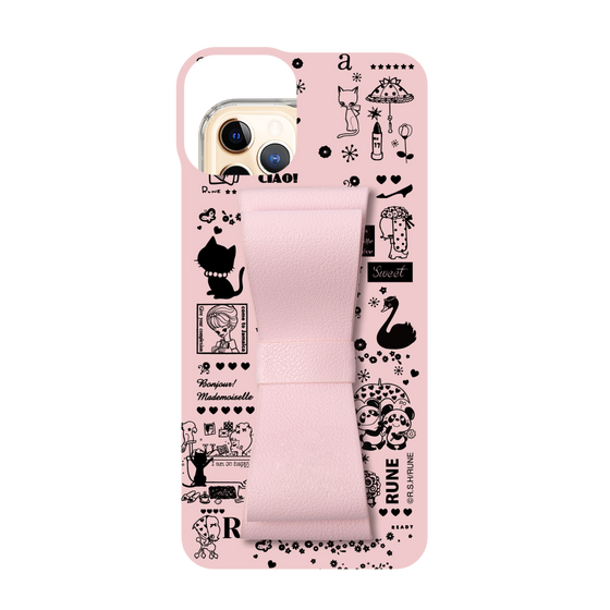 Slim Protection Case - STAND & RING RIBBON Sakura Pink［ Rune Naito - RUNE Girl Retro & Modern - Pink ］
