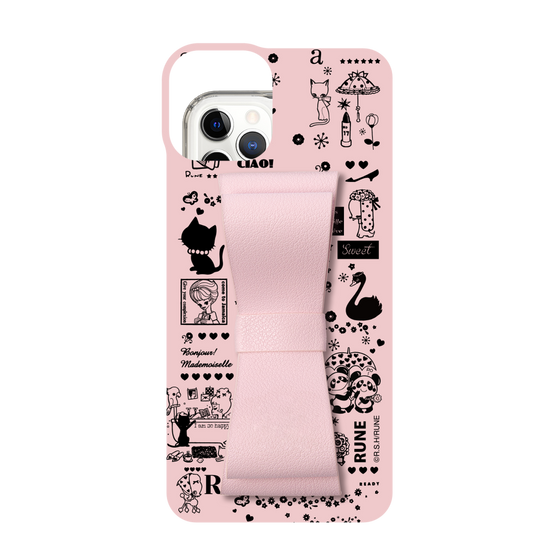 Slim Protection Case - STAND & RING RIBBON Sakura Pink［ Rune Naito - RUNE Girl Retro & Modern - Pink ］