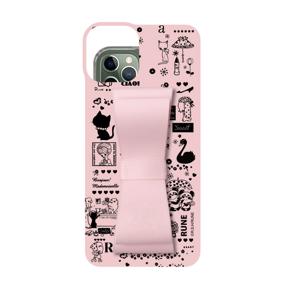 Slim Protection Case - STAND & RING RIBBON Sakura Pink［ Rune Naito - RUNE Girl Retro & Modern - Pink ］