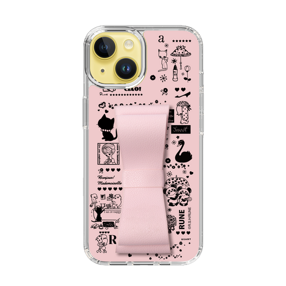 Slim Protection Case - STAND & RING RIBBON Sakura Pink［ Rune Naito - RUNE Girl Retro & Modern - Pink ］