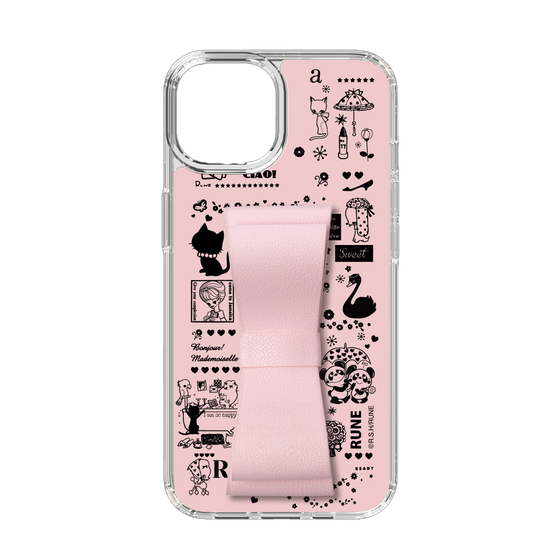 Slim Protection Case - STAND & RING RIBBON Sakura Pink［ Rune Naito - RUNE Girl Retro & Modern - Pink ］