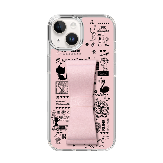 Slim Protection Case - STAND & RING RIBBON Sakura Pink［ Rune Naito - RUNE Girl Retro & Modern - Pink ］