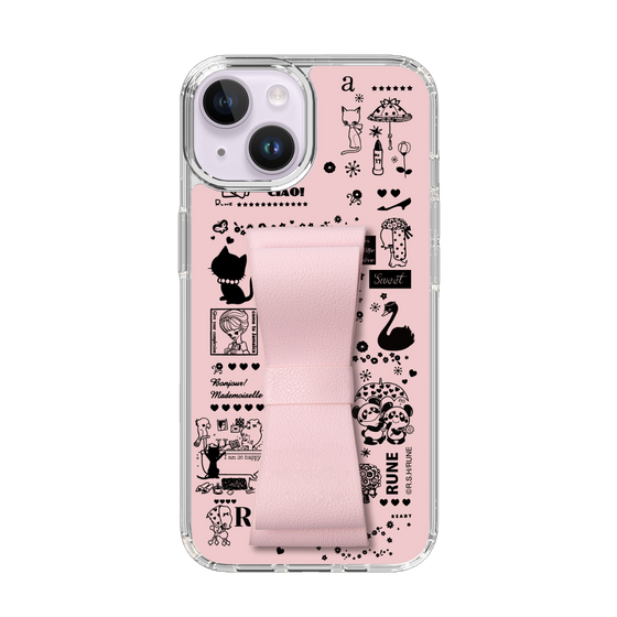 Slim Protection Case - STAND & RING RIBBON Sakura Pink［ Rune Naito - RUNE Girl Retro & Modern - Pink ］
