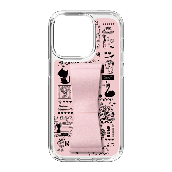 Slim Protection Case - STAND & RING RIBBON Sakura Pink［ Rune Naito - RUNE Girl Retro & Modern - Pink ］