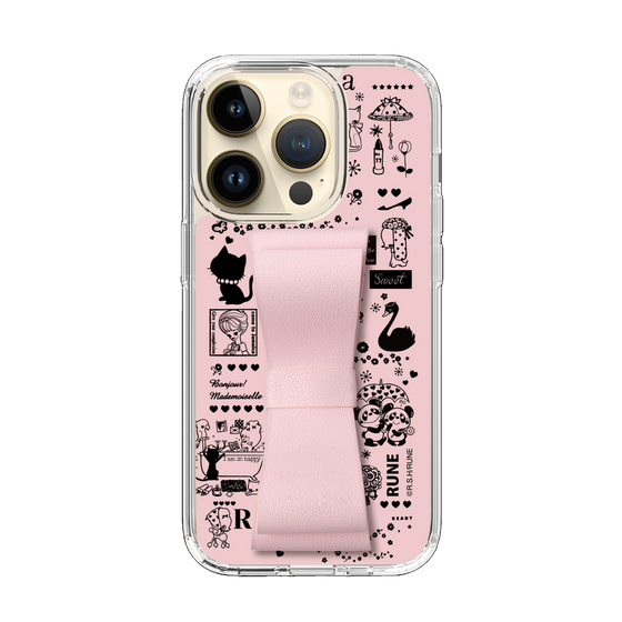 Slim Protection Case - STAND & RING RIBBON Sakura Pink［ Rune Naito - RUNE Girl Retro & Modern - Pink ］
