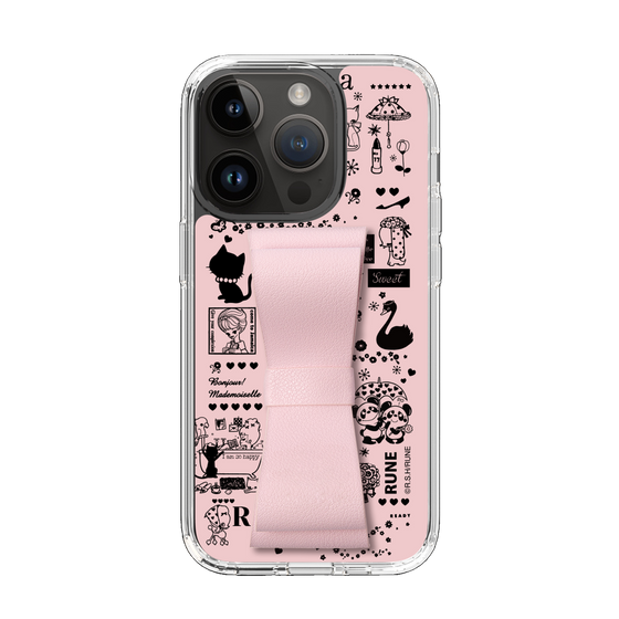 Slim Protection Case - STAND & RING RIBBON Sakura Pink［ Rune Naito - RUNE Girl Retro & Modern - Pink ］