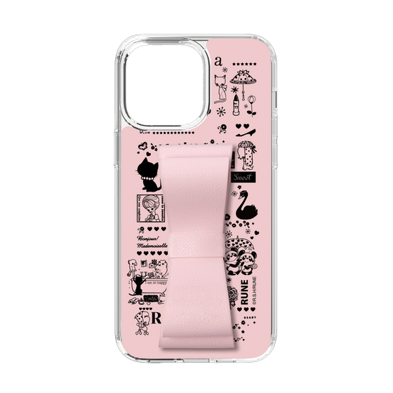 Slim Protection Case - STAND & RING RIBBON Sakura Pink［ Rune Naito - RUNE Girl Retro & Modern - Pink ］