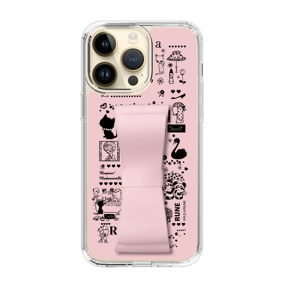 Slim Protection Case - STAND & RING RIBBON Sakura Pink［ Rune Naito - RUNE Girl Retro & Modern - Pink ］