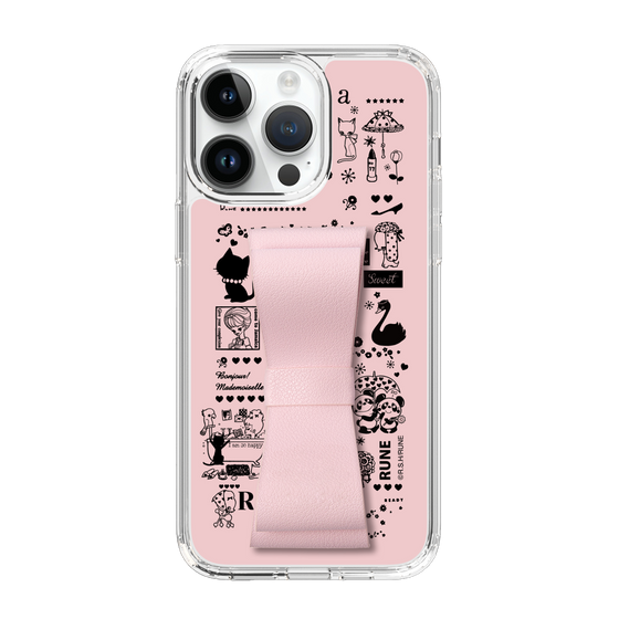 Slim Protection Case - STAND & RING RIBBON Sakura Pink［ Rune Naito - RUNE Girl Retro & Modern - Pink ］