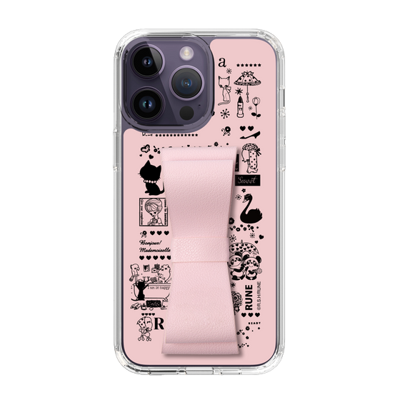 Slim Protection Case - STAND & RING RIBBON Sakura Pink［ Rune Naito - RUNE Girl Retro & Modern - Pink ］