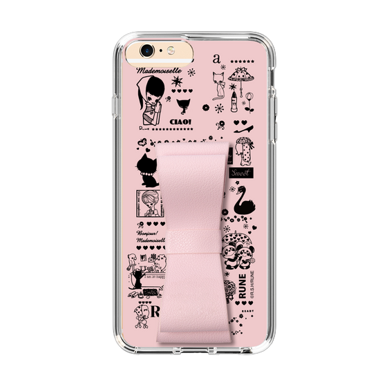 Slim Protection Case - STAND & RING RIBBON Sakura Pink［ Rune Naito - RUNE Girl Retro & Modern - Pink ］
