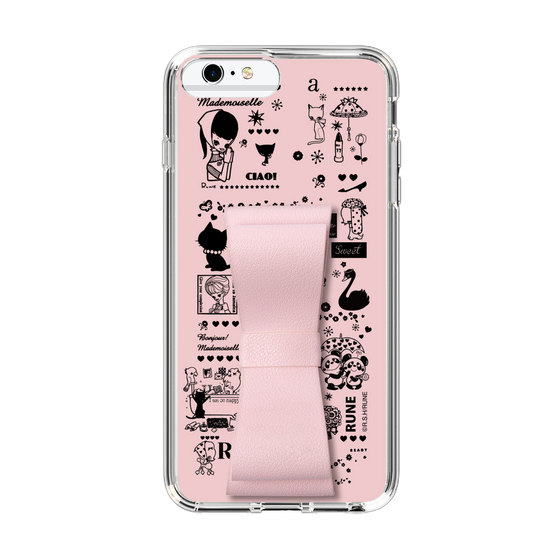 Slim Protection Case - STAND & RING RIBBON Sakura Pink［ Rune Naito - RUNE Girl Retro & Modern - Pink ］