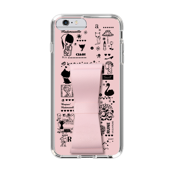 Slim Protection Case - STAND & RING RIBBON Sakura Pink［ Rune Naito - RUNE Girl Retro & Modern - Pink ］