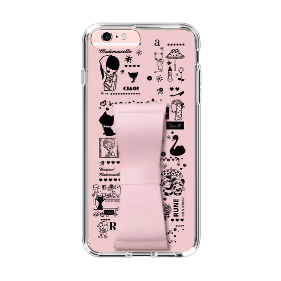 Slim Protection Case - STAND & RING RIBBON Sakura Pink［ Rune Naito - RUNE Girl Retro & Modern - Pink ］