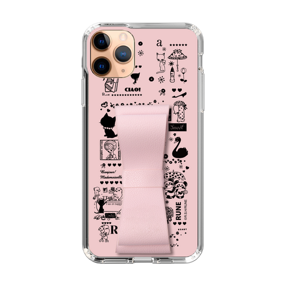 Slim Protection Case - STAND & RING RIBBON Sakura Pink［ Rune Naito - RUNE Girl Retro & Modern - Pink ］