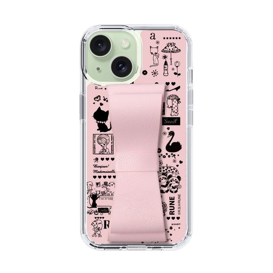 Slim Protection Case - STAND & RING RIBBON Sakura Pink［ Rune Naito - RUNE Girl Retro & Modern - Pink ］