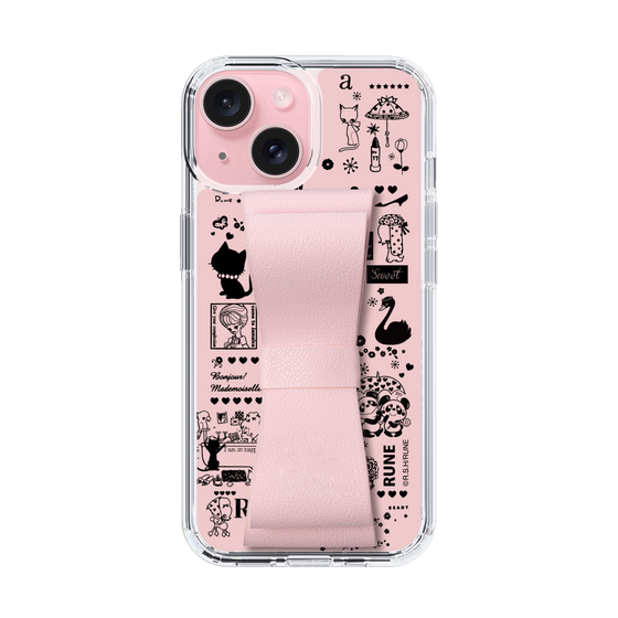 Slim Protection Case - STAND & RING RIBBON Sakura Pink［ Rune Naito - RUNE Girl Retro & Modern - Pink ］