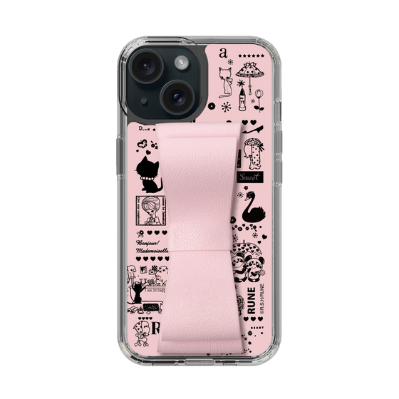 Slim Protection Case - STAND & RING RIBBON Sakura Pink［ Rune Naito - RUNE Girl Retro & Modern - Pink ］