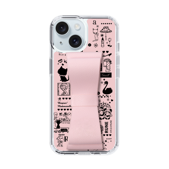 Slim Protection Case - STAND & RING RIBBON Sakura Pink［ Rune Naito - RUNE Girl Retro & Modern - Pink ］