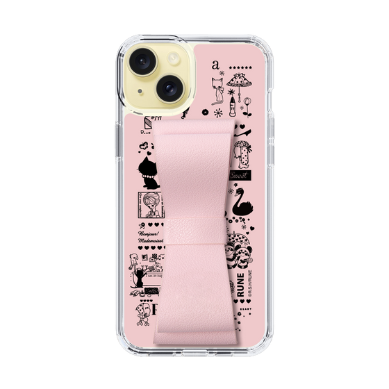 Slim Protection Case - STAND & RING RIBBON Sakura Pink［ Rune Naito - RUNE Girl Retro & Modern - Pink ］