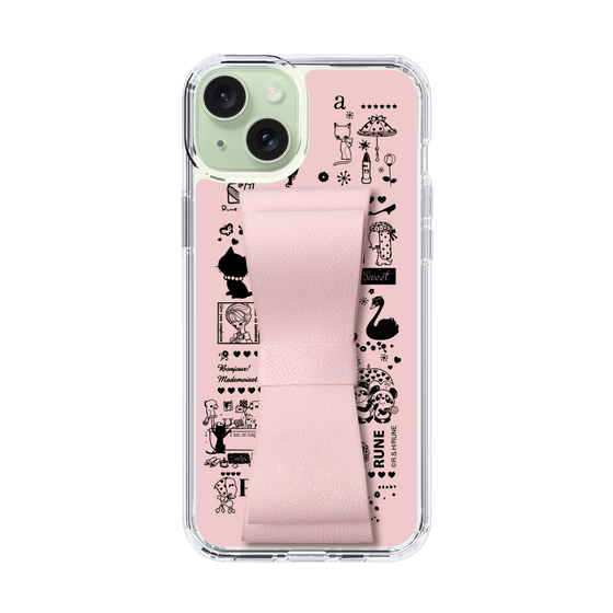 Slim Protection Case - STAND & RING RIBBON Sakura Pink［ Rune Naito - RUNE Girl Retro & Modern - Pink ］