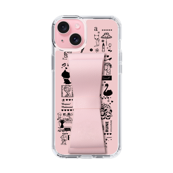 Slim Protection Case - STAND & RING RIBBON Sakura Pink［ Rune Naito - RUNE Girl Retro & Modern - Pink ］