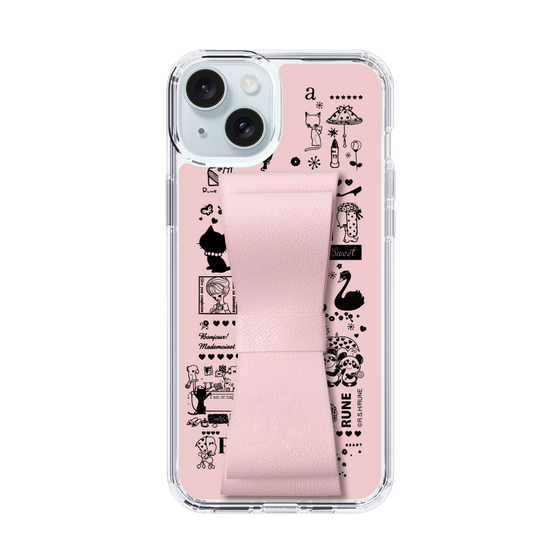 Slim Protection Case - STAND & RING RIBBON Sakura Pink［ Rune Naito - RUNE Girl Retro & Modern - Pink ］