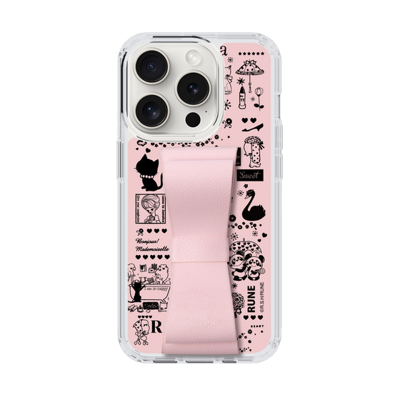 Slim Protection Case - STAND & RING RIBBON Sakura Pink［ Rune Naito - RUNE Girl Retro & Modern - Pink ］