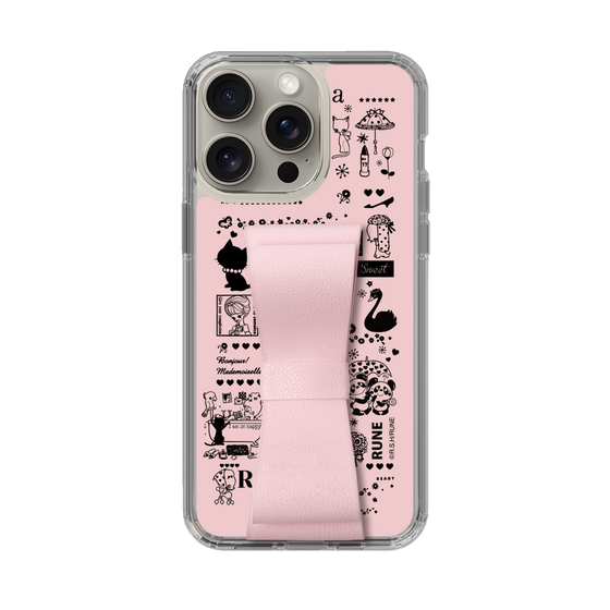 Slim Protection Case - STAND & RING RIBBON Sakura Pink［ Rune Naito - RUNE Girl Retro & Modern - Pink ］
