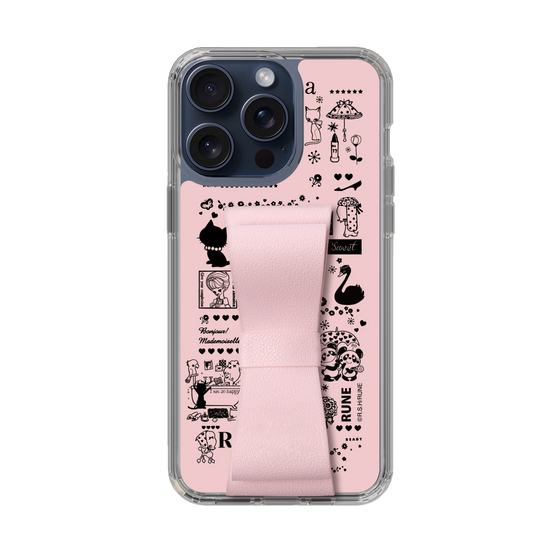 Slim Protection Case - STAND & RING RIBBON Sakura Pink［ Rune Naito - RUNE Girl Retro & Modern - Pink ］