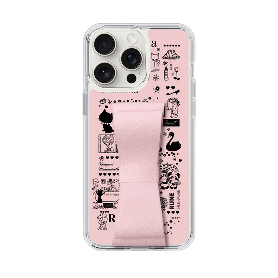 Slim Protection Case - STAND & RING RIBBON Sakura Pink［ Rune Naito - RUNE Girl Retro & Modern - Pink ］