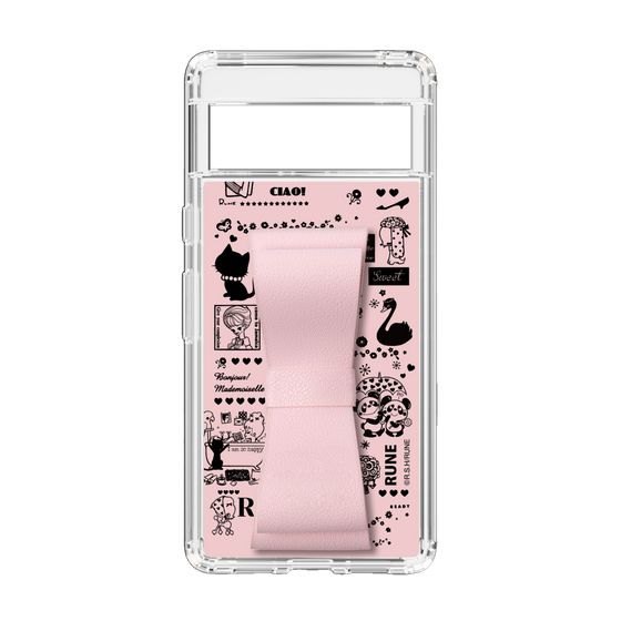 Slim Protection Case - STAND & RING RIBBON Sakura Pink［ Rune Naito - RUNE Girl Retro & Modern - Pink ］