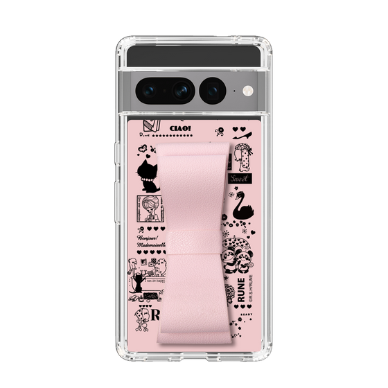 Slim Protection Case - STAND & RING RIBBON Sakura Pink［ Rune Naito - RUNE Girl Retro & Modern - Pink ］