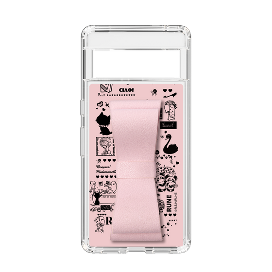 Slim Protection Case - STAND & RING RIBBON Sakura Pink［ Rune Naito - RUNE Girl Retro & Modern - Pink ］