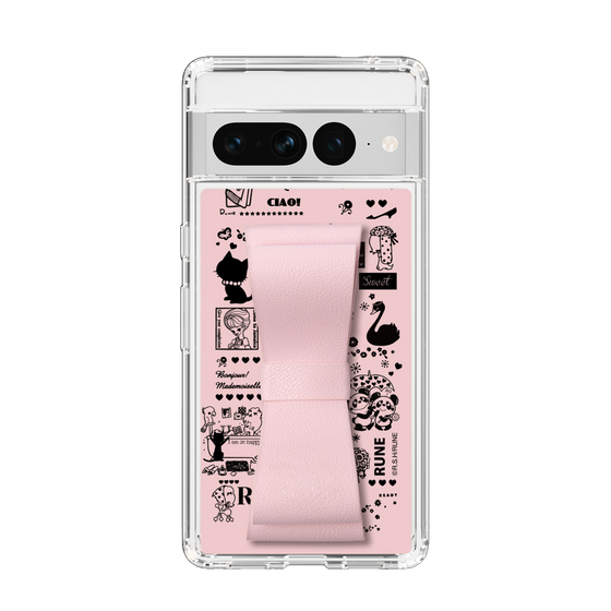 Slim Protection Case - STAND & RING RIBBON Sakura Pink［ Rune Naito - RUNE Girl Retro & Modern - Pink ］