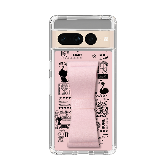 Slim Protection Case - STAND & RING RIBBON Sakura Pink［ Rune Naito - RUNE Girl Retro & Modern - Pink ］