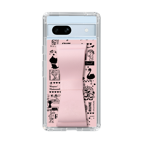 Slim Protection Case - STAND & RING RIBBON Sakura Pink［ Rune Naito - RUNE Girl Retro & Modern - Pink ］
