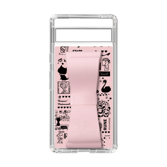 Slim Protection Case - STAND & RING RIBBON Sakura Pink［ Rune Naito - RUNE Girl Retro & Modern - Pink ］